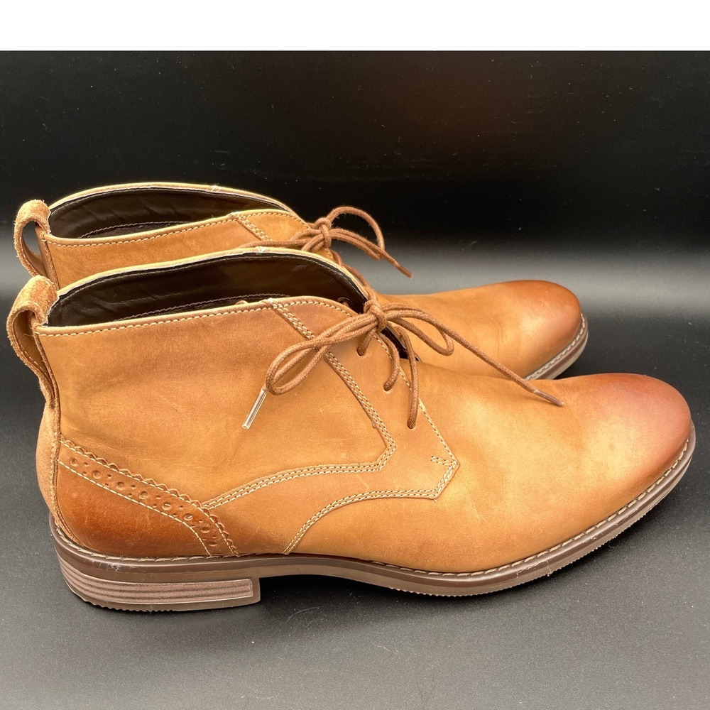 Rockport Leather Mens Adult 10.5 Tan Ankle Boot Chukka Trutech Cushion Sole